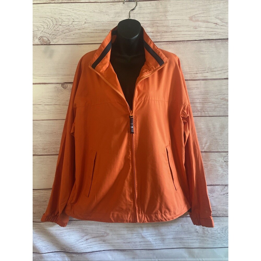 Tommy Hilfiger Golf Jacket Mens L Orange Full Zip Lightweight Windbreaker Y2K